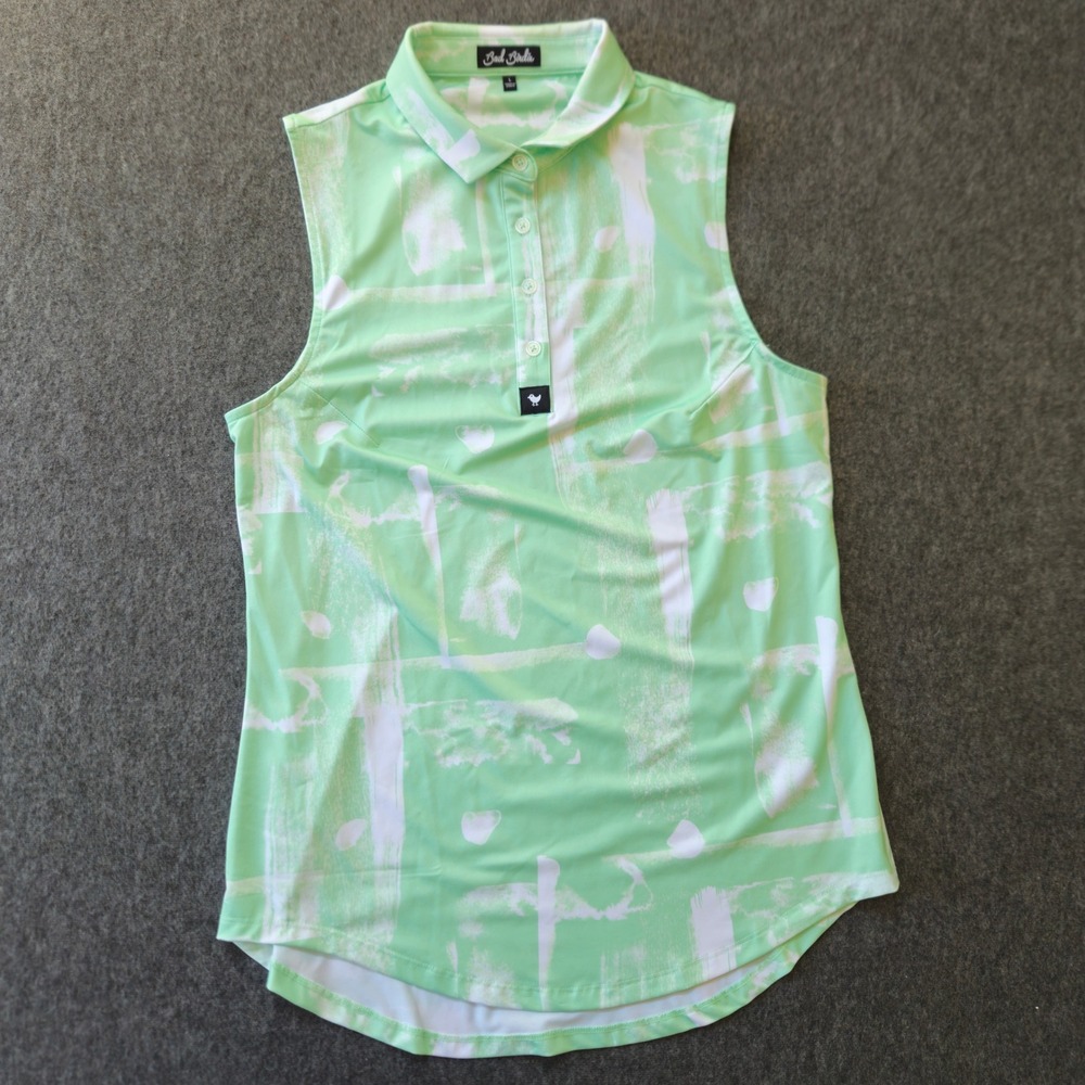 Bad Birdie Womens Verde Sleeveless Golf Polo Sz Large Activewear Athleisure EUC